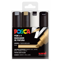 Estuche de 4 rotuladores Posca PC-8K Punta Biselada 8mm - Colores Surtidos