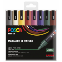 PACK 8 Rotuladores Posca PC-5M COLORES PROFUNDOS Punta de Bala 1.8-2.5mm