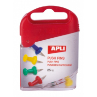 Apli Caja de 25 Agujas Push Pins en Colores Surtidos