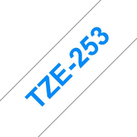 Brother TZe253 Cinta rotuladora Compatible de Etiquetas Texto azul sobre fondo blanco Ancho 24mm x 8 metros