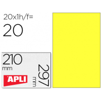 Apli Etiquetas Amarillo Fluorescente Permanentes 210.0 x 297.0mm 20 Hojas