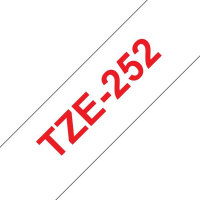 Brother TZe252 Cinta rotuladora Compatible de Etiquetas Texto rojo sobre fondo blanco Ancho 24mm x 8 metros