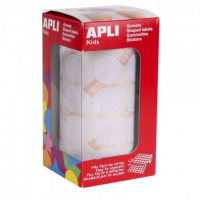 Apli Rollo de Gomets Redondos 20mm diametro. Blancos