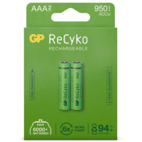 PACK 2 Pilas Recargables AAA 950mAh LR03. GP ReCyko