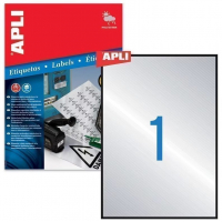 Etiquetas Metalizadas Apli 10071. Caja 20 Hojas con 1 Etiqueta por hoja de 297x210 mm. 20 Etiquetas total