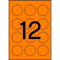 Apli Etiquetas Naranja Fluorescente Permanentes diametro 60.0mm 20 Hojas
