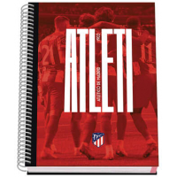 Cuaderno A5 MICROPERFORADO Atletico de Madrid Atleti Tapa Dura, 100 Hojas 90gr Hojas, Cuadricula 5mm. DOHE