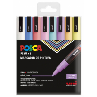 PACK de 8 rotuladores Posca PC-3M Colores PASTEL, punta Fina 1,5mm Multisuperficie (cristal, madera, tela, plastico)