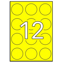 Apli Etiquetas Amarillo Fluorescente Permanentes diametro 60.0mm 20 Hojas