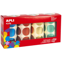 Apli Gomets Redondos Metalizados diametro 33mm Pack de 4 Rollos (Amarillo, Azul, Rojo y Verde)