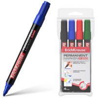 PACK de 4 Rotuladores ECONOMICOS - Punta redonda 0.8 a 2.2 mm (Negro, Azul, Verde, Rojo).  P-200 Erichkrause 