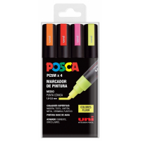 PACK 4 Rotuladores Posca PC-5M COLORES FLUOR Punta de Bala 1.8-2.5mm