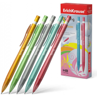 CAJA 12 Portaminas Erichkrause Spring 0.7 mm con Goma de Borrar - Colores Surtidos