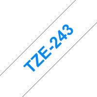 Brother TZe243 Cinta rotuladora Compatible de Etiquetas Texto azul sobre fondo blanco Ancho 18mm x 8 metros