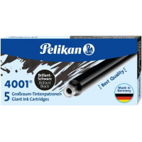 Pelikan 4001 GTP/5 Pack de 5 Cartuchos Largos. Negro