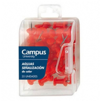 LIQUIDACION Agujas Señalizadoras Rojas. Caja 35 uds, Chinchetas Señalización pizarra