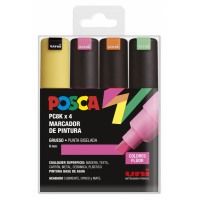 Estuche de 4 rotuladores Posca PC-8K Punta Biselada 8mm - Colores Surtidos