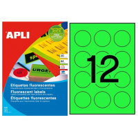Apli Etiquetas Verde Fluorescente Permanentes diametro 60.0mm 20 Hojas