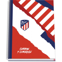 Cuaderno A4 MICROPERFORADO Atletico de Madrid Coraje y Corazon Tapas duras Carton, 100 Hojas 90gr Hojas, Cuadricula 5mm. DOHE