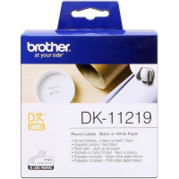 Brother DK11219 Etiquetas Originales Precortadas Circulares 12 mm de Diametro 1200 Unidades Texto negro sobre fondo blanco