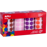 Apli Gomets Redondos diametro 20mm Pack de 4 Rollos en Colores Surtidos