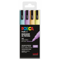PACK de 4 rotuladores Posca PC-3M Colores PASTEL, punta Fina 1,5mm Multisuperficie (cristal, madera, tela, plastico)