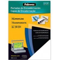 Fellowes Caja 100 Portadas de encuadernacion A4 RIGIDAS Plastico de 500 Micras TRANSPARENTES