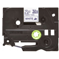 Brother TZeFA3 Cinta Textil Original de Etiquetas Texto azul sobre fondo blanco Ancho 12mm x 3 metros