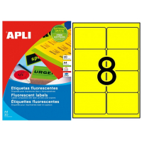 Apli Etiquetas Amarillo Fluorescente Permanentes 99.1 x 67.7mm 20 Hojas