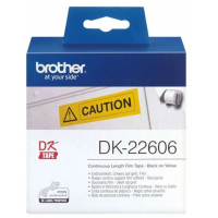 Brother DK22606 Etiquetas Originales de Ancho 62mm x 15,24 metros Texto negro sobre fondo amarillo