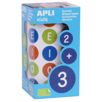 Apli Rollo de Gomets Redondos con Vocales