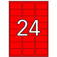 Apli Etiquetas Rojo Fluorescente Permanentes 64.0 x 33.9mm 20 Hojas