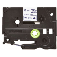 Brother TZeFA4 Cinta Textil Original de Etiquetas Texto azul sobre fondo blanco Ancho 18mm x 3 metros