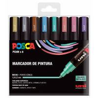 PACK 8 Rotuladores Posca PC-5M/8C COLORES METALICOS Punta de Bala 1.8-2.5mm