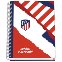 Cuaderno A5 MICROPERFORADO Atletico de Madrid Coraje y Corazon  Tapa Dura, 100 Hojas 90gr Hojas, Cuadricula 5mm. DOHE