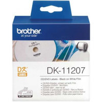 Brother DK11207 Etiquetas Originales Precortadas Circulares para CD DVD 58 mm de Diametro 100 Unidades Texto negro sobre fondo blanco