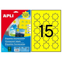 Apli Etiquetas Amarillo Fluorescente Permanentes Estrella diametro 35mm 20 Hojas