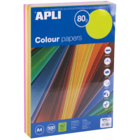 Papel en 5 COLORES FLUOR A4 500 hojas de 80gr