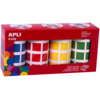 Apli Gomets Cuadrados 20x20mm PCK de 4 Rollos en Colores Surtidos