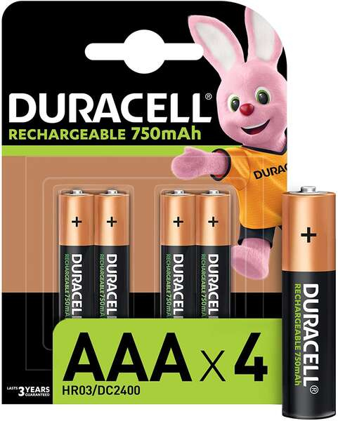 Duracell Pilas Recargables NiHM AAA HR03 1.2V 750mAh
