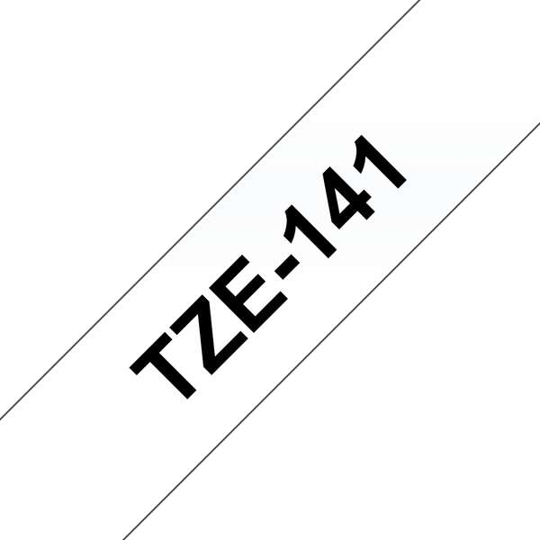 Imagen extra Brother TZe141 Cinta Laminada Original de Etiquetas Texto negro sobre fondo transparente Ancho 18mm x 8 metros