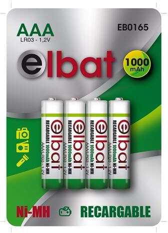 PACK 4 Pilas Recargables LR03 AAA 1000mAh ECONOMICAS. Elbat