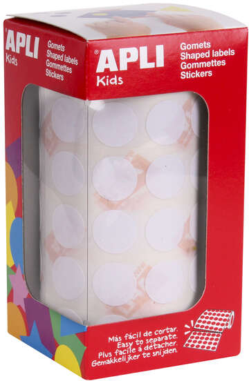 Apli Gomets Redondos 15mm diametro Blancos 