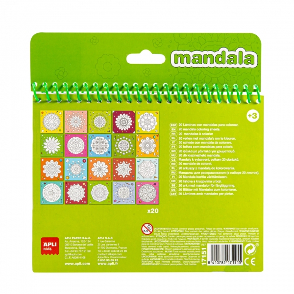 Imagen extra Apli Bloc de Dibujos con Mandalas y Lapices de Colores - 20 Paginas - 5 Lapices - Ideal para Viajes - Estimula Creatividad y Concentracion