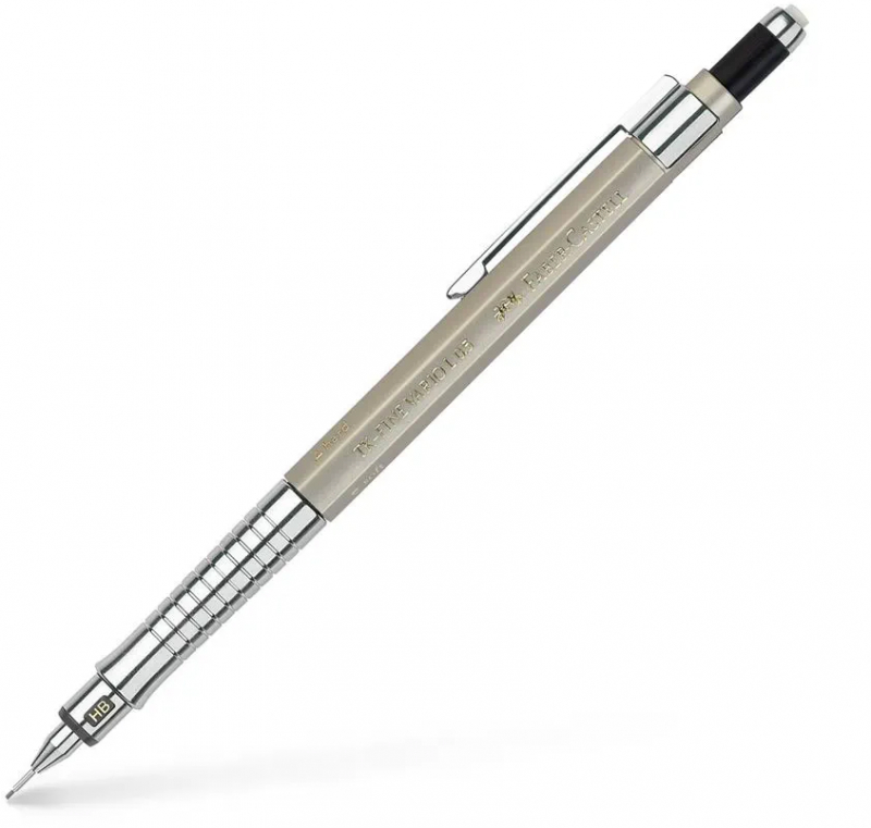 Faber-Castell TK-Fine Vario L Portaminas HB 0.5mm - Con Goma de Borrar - Clip de Metal - Color Champagne