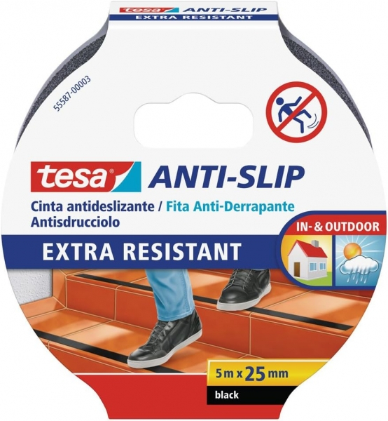Cinta Adhesiva Antideslizante 25mm x 5metros Negro. Tesa 55587-00003-12