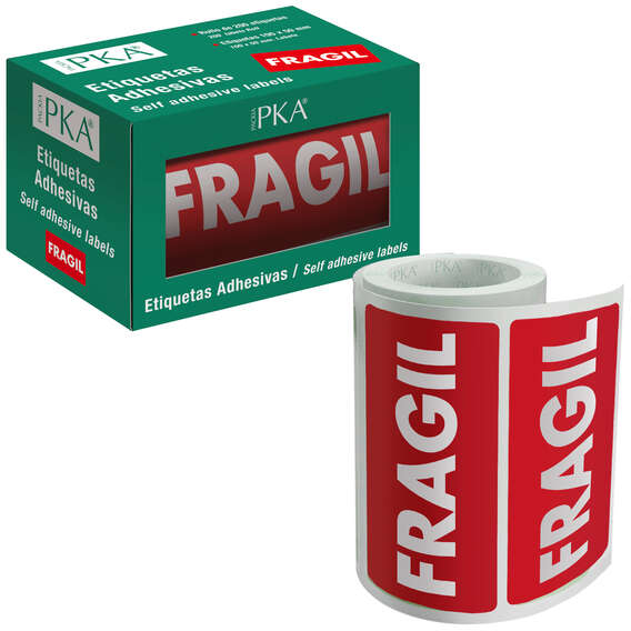 Rollo de 200 Etiquetas Adhesivas FRAGIL de 100x50 mm. DOHE
