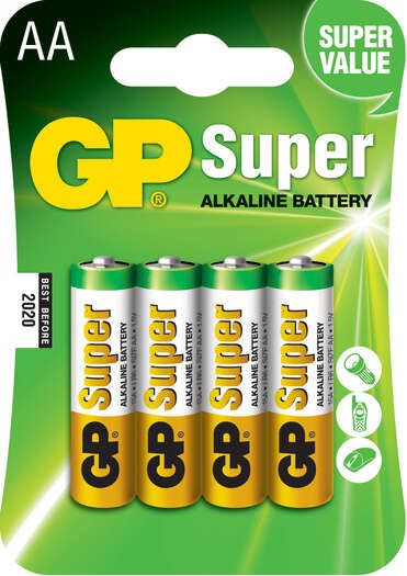 GP Pack de 4 Pilas Super Alcalinas LR06 AA 1.5V