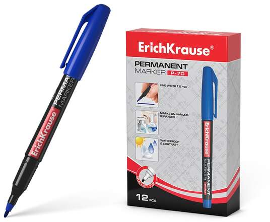 Rotulador ECONOMICO Permanente de Punta redonda 1.0mm - AZUL. Erichkrause P-70 