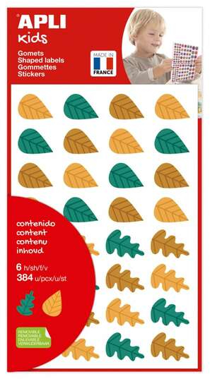 Apli Kids Bolsa de 384 Gomets Hojas de Arboles
